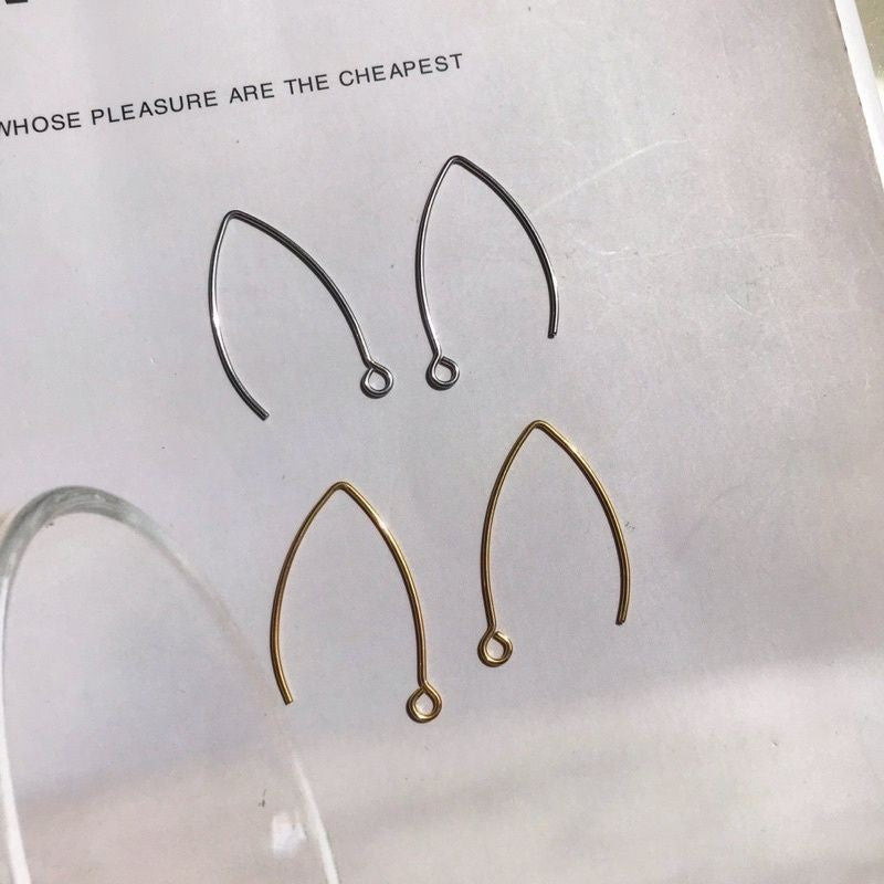 Wire Hoop/ Hoop Thin Earrings 1Pair - Stainless Steel