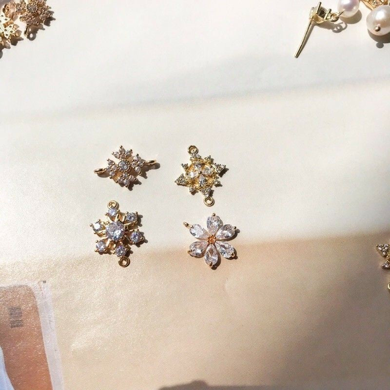 Sparkle Double Hook Petals/Chandelier/Snow Flake/Flower- 14K Rolled Gold