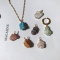 Natural Raw Stone Pendant In Copper Wire Crystal Quartz 1 Pc