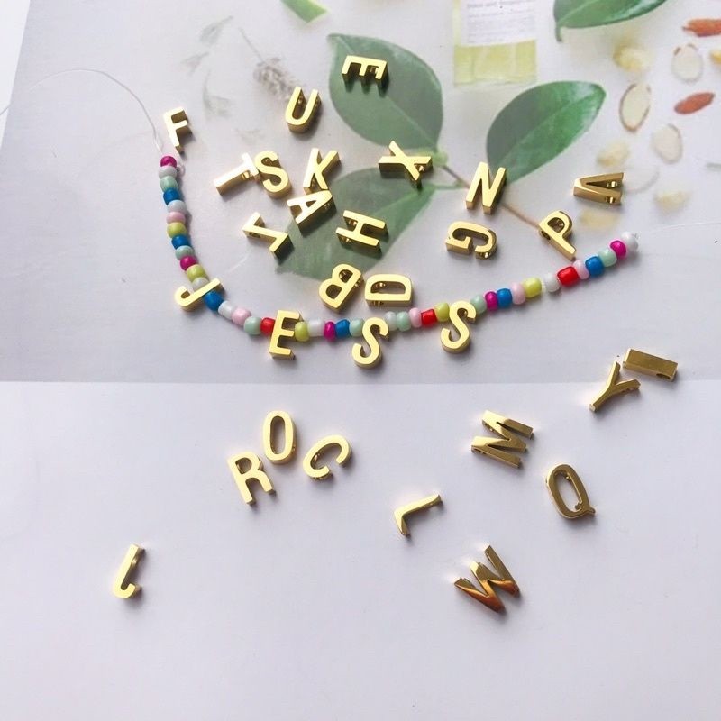 A - P Letter Charms Initial Alphabet 1 Pc  - Stainless Steel