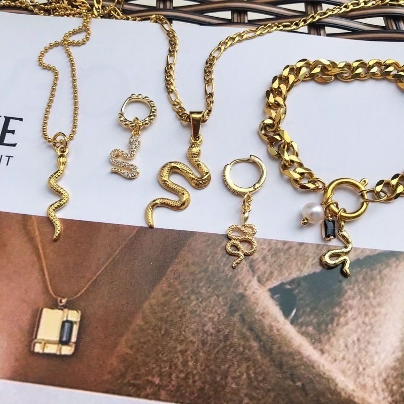 Snake Pendant 1Pc - 14K Rolled Gold/ Stainless Steel