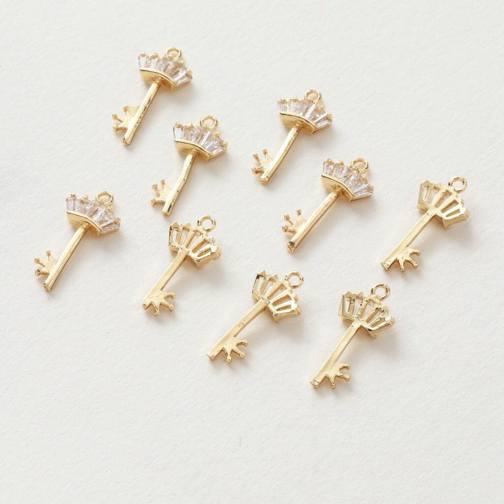 Key/ Diamond Love/ Locket Pendant 1Pc - 14K Rolled Gold