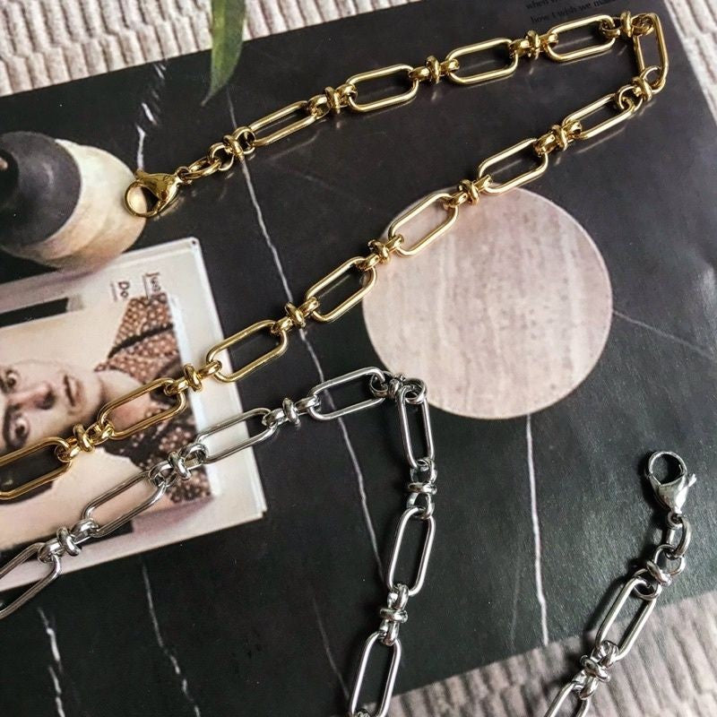DIY Chain: Bulky Necklace 45cm/ Plain Chain 50cm - Stainless Steel