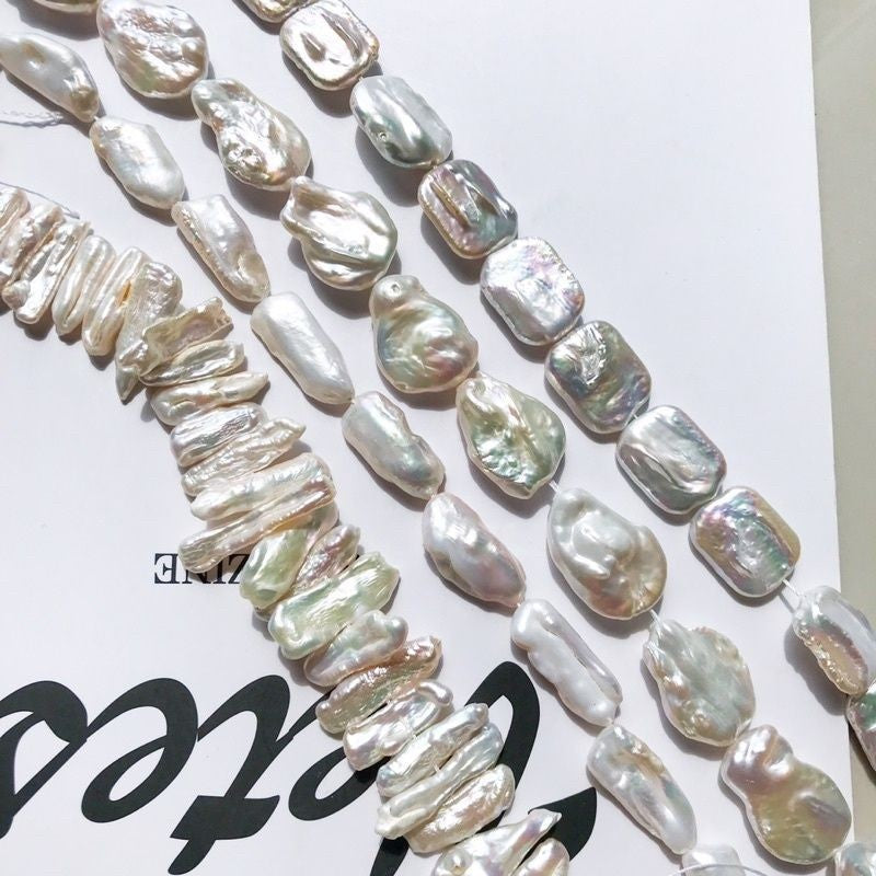 [1 strand] Freshwater pearls for diy/ Elongated pearls Teardrop pearl