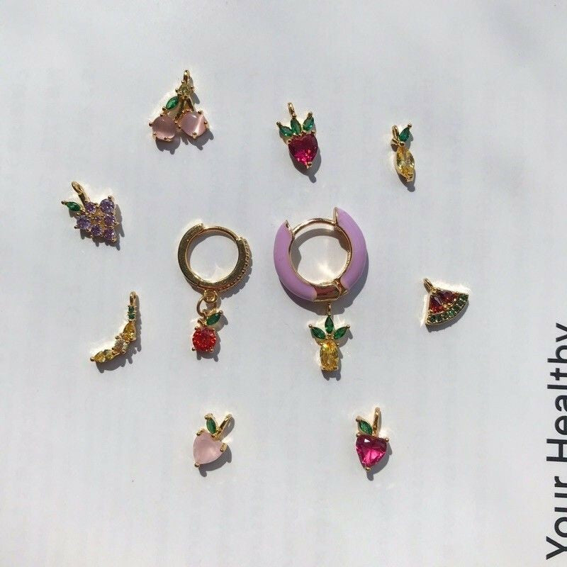 Fruit Cute Pendant 1 Pc- 14K Rolled Gold & Zirconia