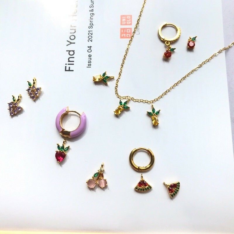 Fruit Cute Pendant 1 Pc- 14K Rolled Gold & Zirconia