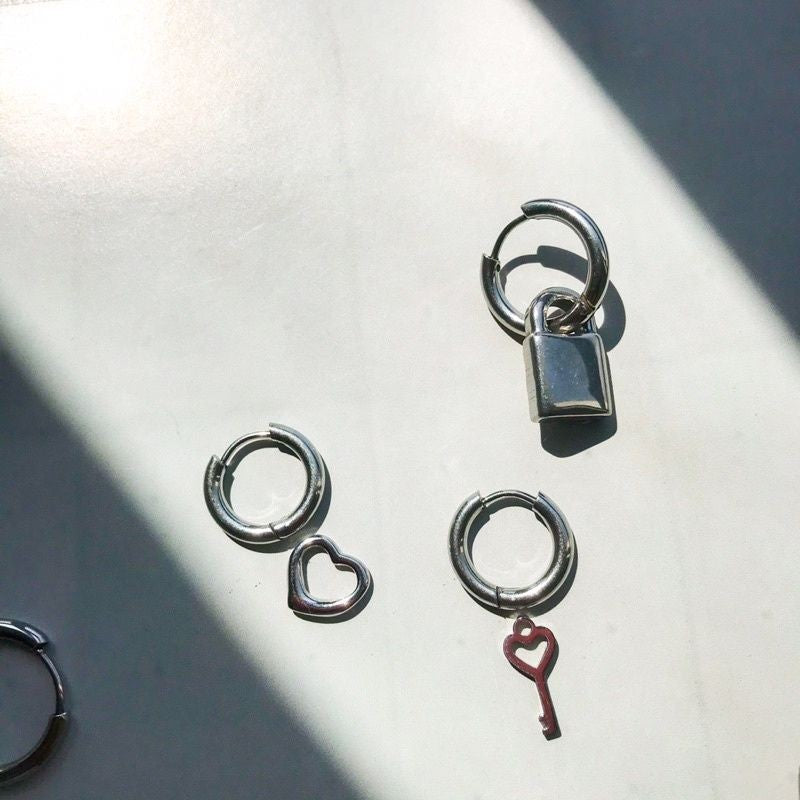 Simple Lock and Key Pendant 1 Pc - Stainless Steel
