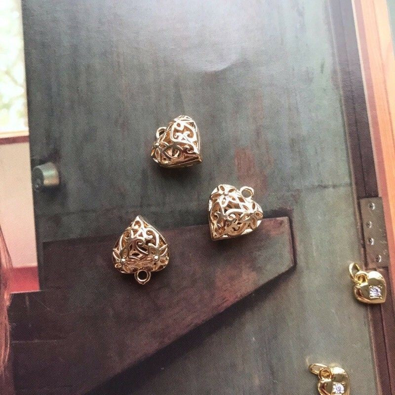Heart Shape Love Pendants with Gemstones 1Pc - 14K Rolled Gold