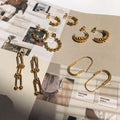 Croissant Huggies Thick Gold Earrings 1Pairs - Stainless Steel
