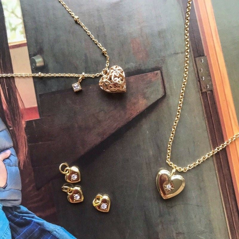 Heart Shape Love Pendants with Gemstones 1Pc - 14K Rolled Gold