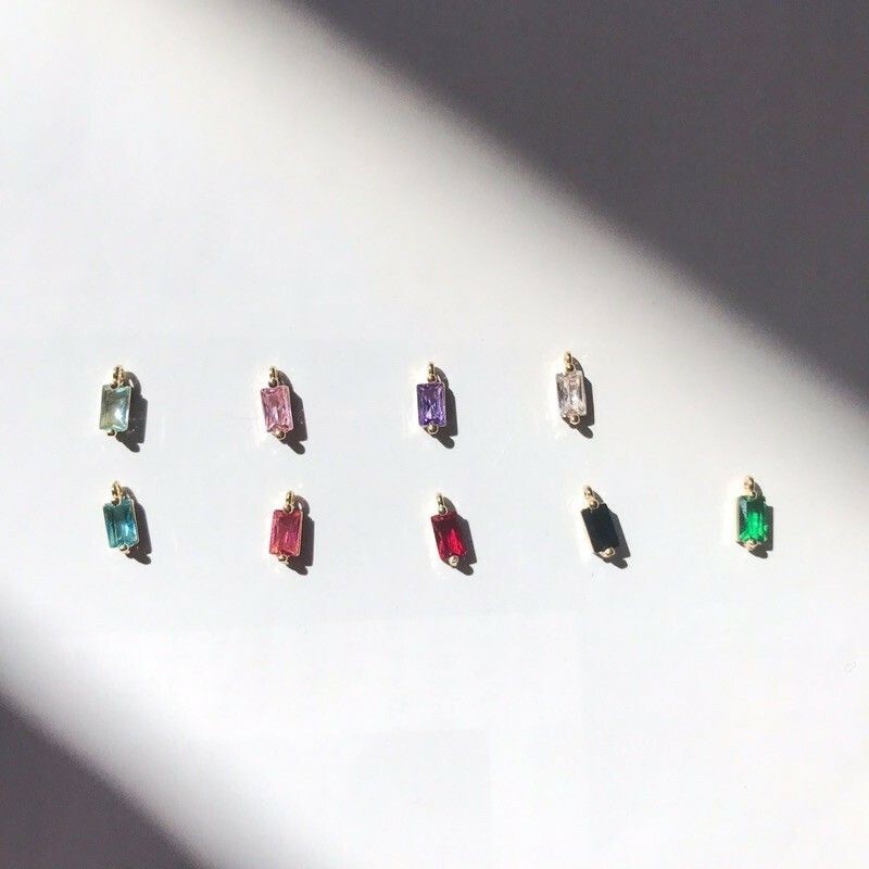 Rectangle Gemstones Pendant 1pc - 14KRolled Gold