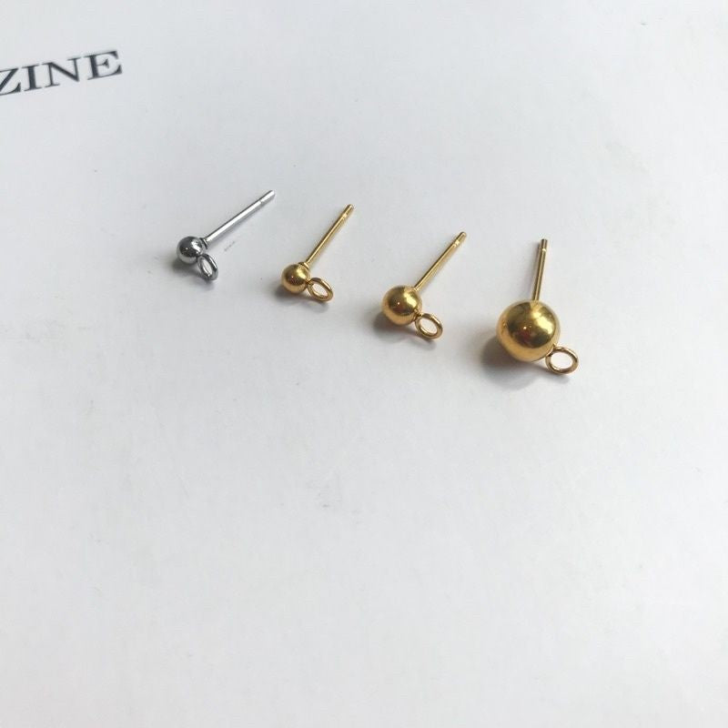 Beads Earring Stud 1 pair - Stainless Steel