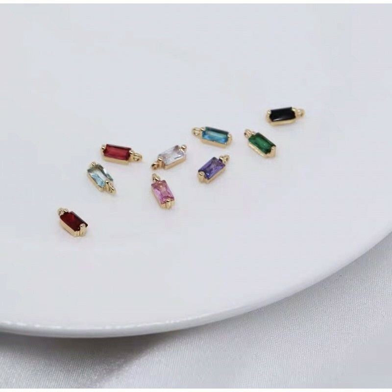 Rectangle Gemstones Pendant 1pc - 14KRolled Gold