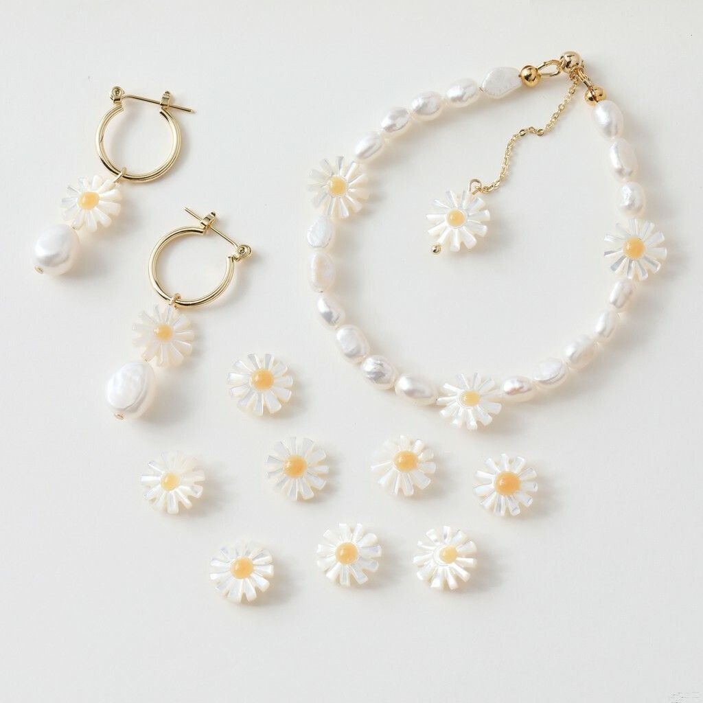 Flower charms 1pc - Made from natural shell