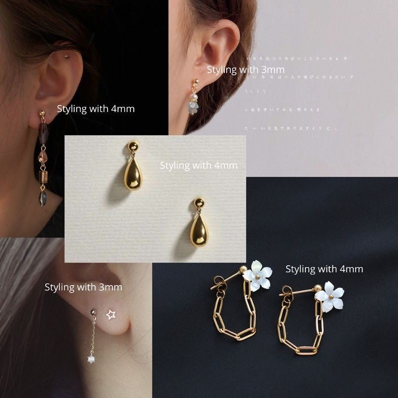 Beads Earring Stud 1 pair - Stainless Steel