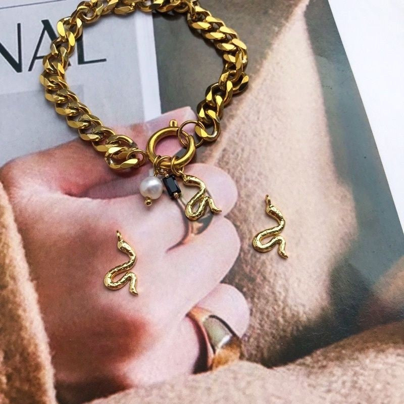 Snake Pendant 1Pc - 14K Rolled Gold/ Stainless Steel