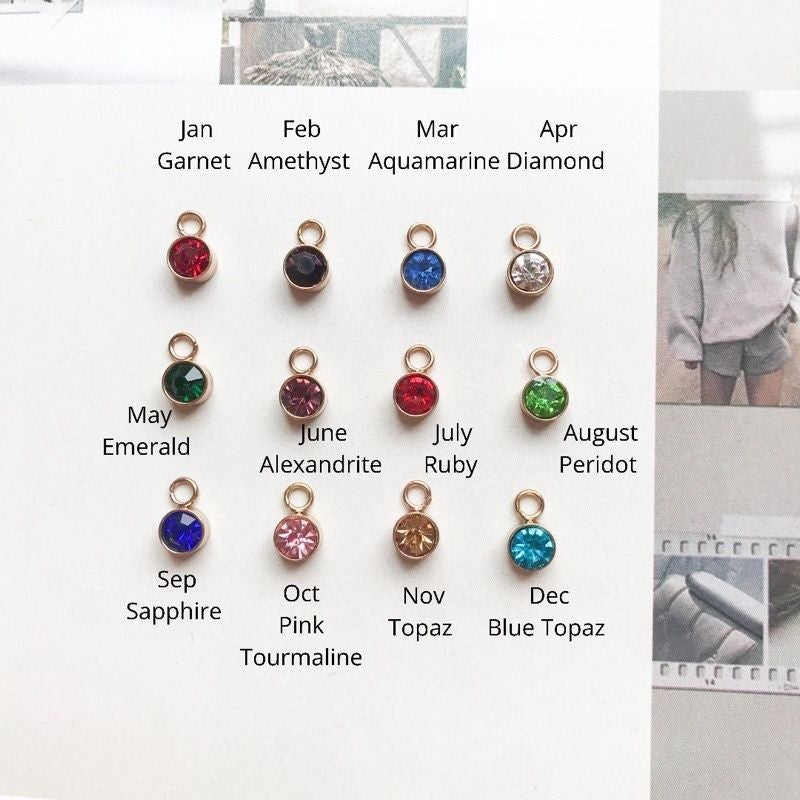 Birthstone Pendant 6mm/ Zirconia Stone Gemstones Pendant - Stainless Steel