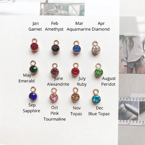 Birthstone Pendant 6mm/ Zirconia Stone Gemstones Pendant - Stainless Steel