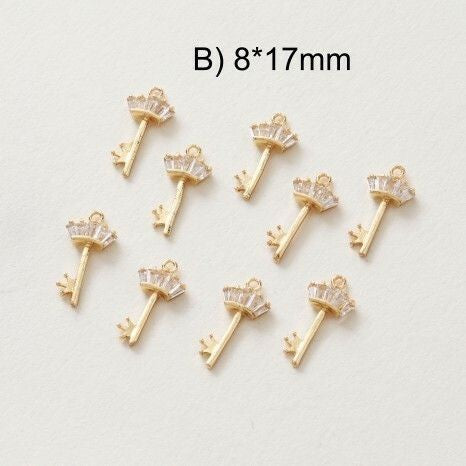 Key/ Diamond Love/ Locket Pendant 1Pc - 14K Rolled Gold
