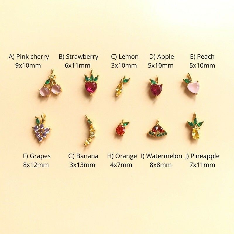 Fruit Cute Pendant 1 Pc- 14K Rolled Gold & Zirconia