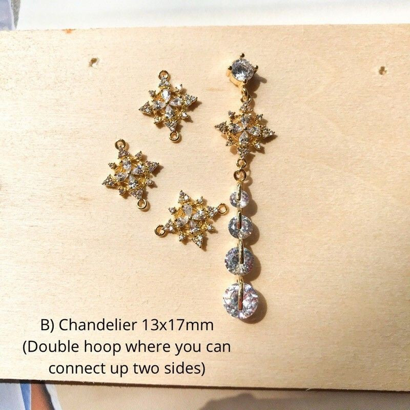 Sparkle Double Hook Petals/Chandelier/Snow Flake/Flower- 14K Rolled Gold