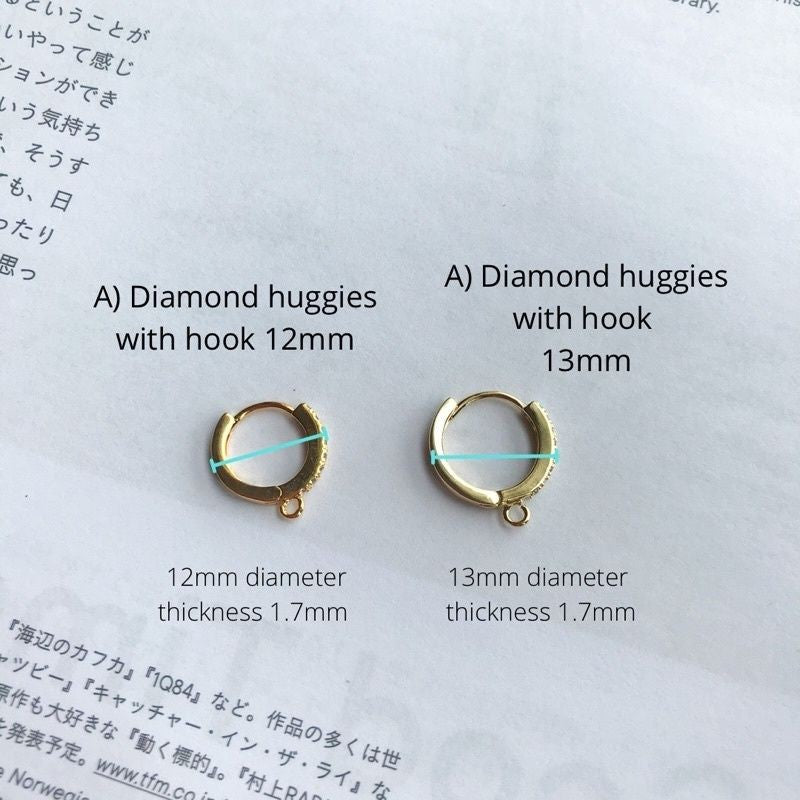 DIY Diamond Huggies [1pc] - Stainless Steel/ 14K Rolled Gold
