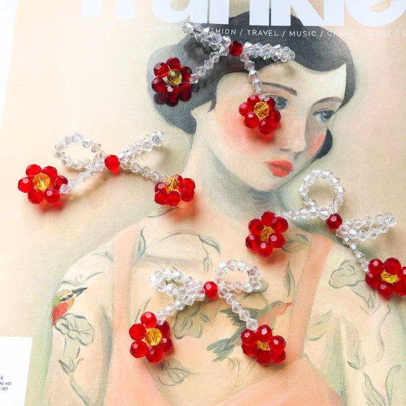 Fruit pendant Ribbon made with beads/ DIY cherry lemon flower jewellery pendant accessories beads Jewelry handicraft