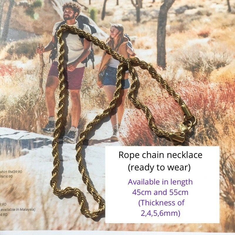 Rope Chain Necklace 1Pc - Gold & Stainless Steel