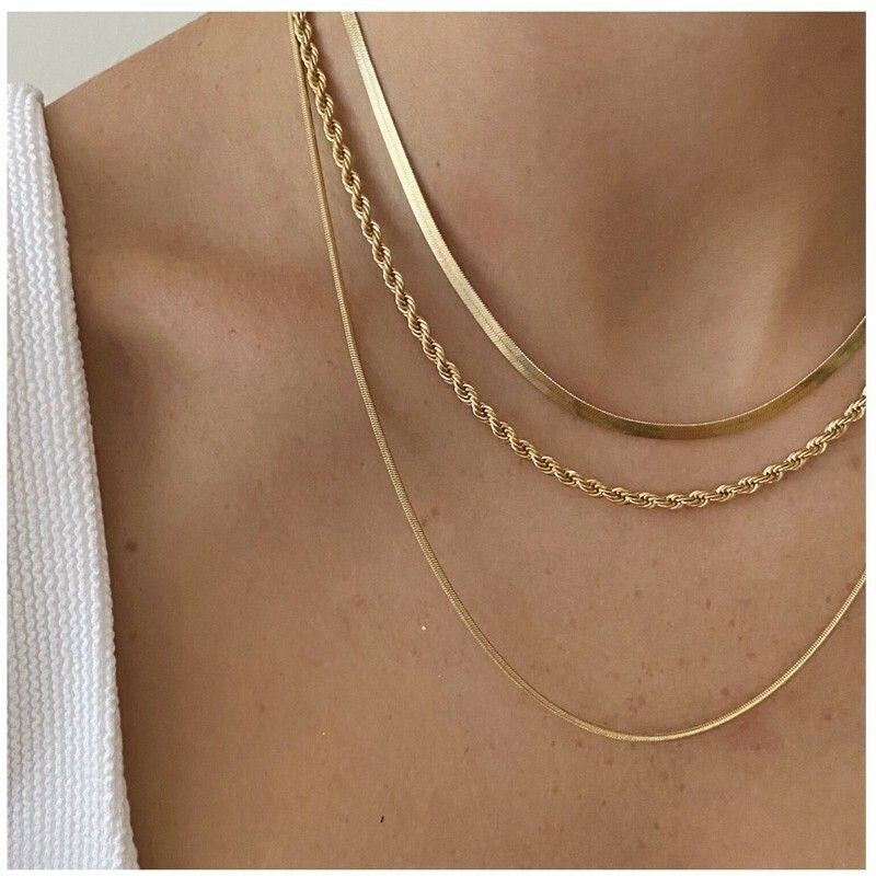 Flat Snake Chain Necklace 1Pc - Stainless Steel