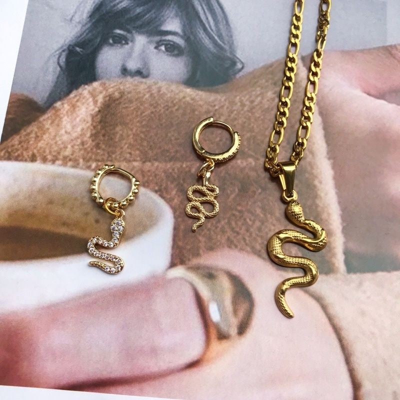 Snake Pendant 1Pc - 14K Rolled Gold/ Stainless Steel