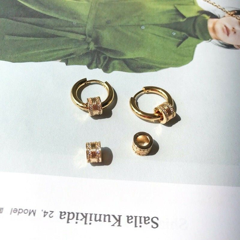 Round Sparkle Spacer Charms 1pc - 14K Rolled Gold