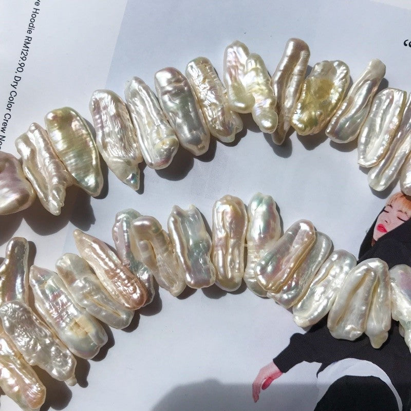 [1 strand] Freshwater pearls for diy/ Elongated pearls Teardrop pearl