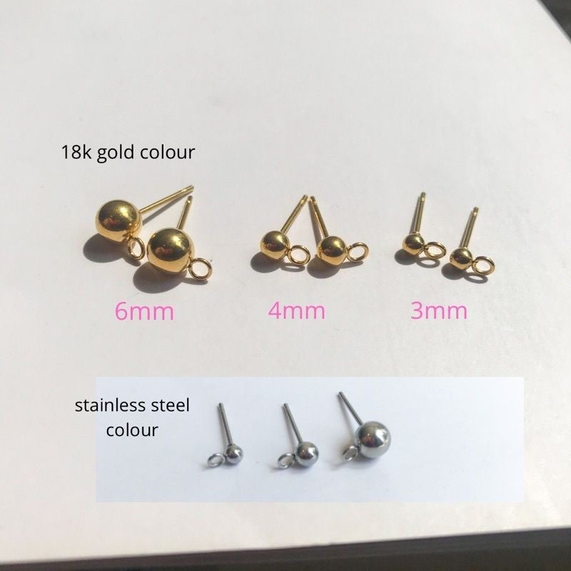 Beads Earring Stud 1 pair - Stainless Steel