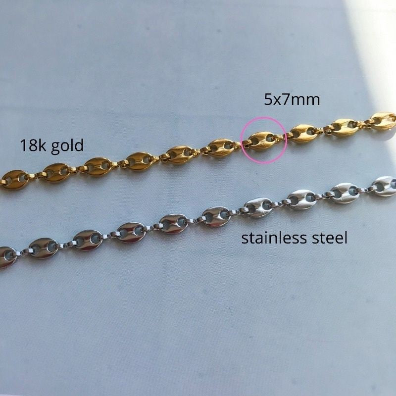 DIY Chain: Double hole Mariner coffee been chain - PVD stainless steel