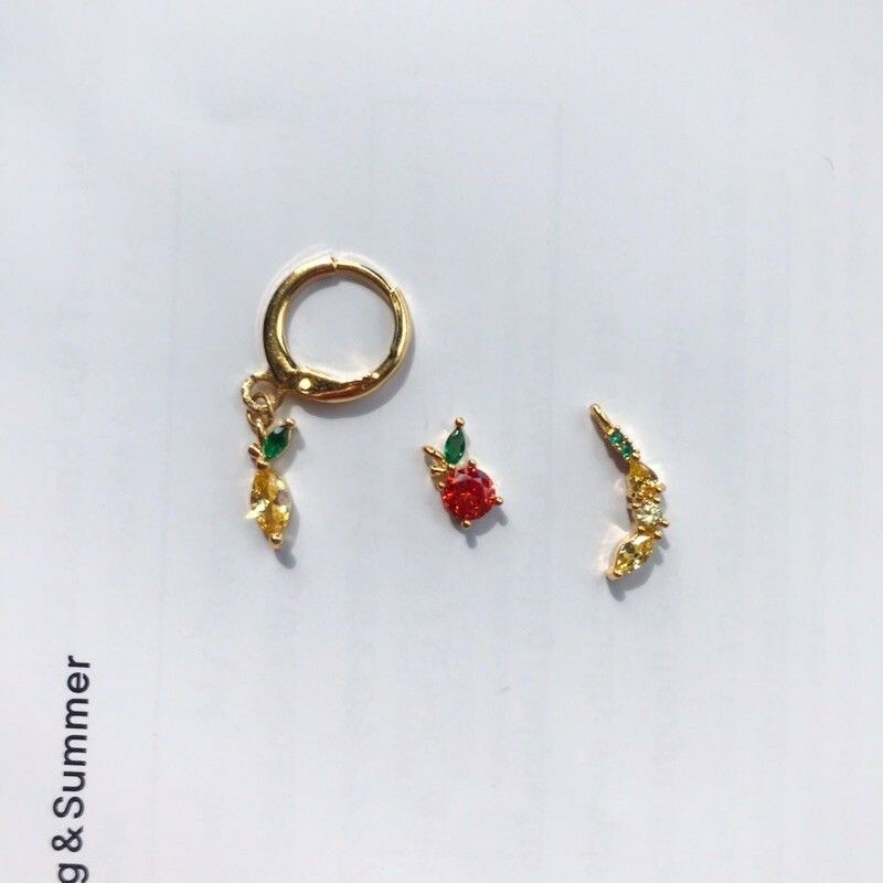Fruit Cute Pendant 1 Pc- 14K Rolled Gold & Zirconia