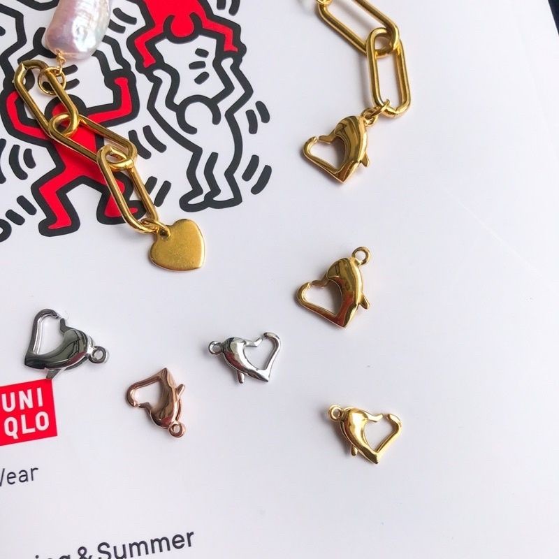 [Ending] Stainless steel heart-shaped love lobster clasp 1pc
