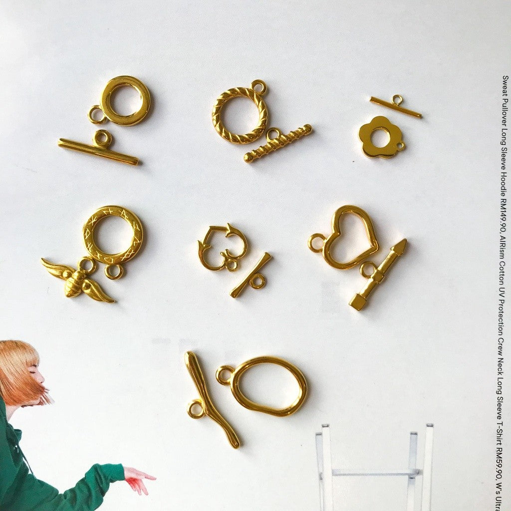 OT toggle 18k gold 1 set - Gold Stainless Steel ot ending clasp