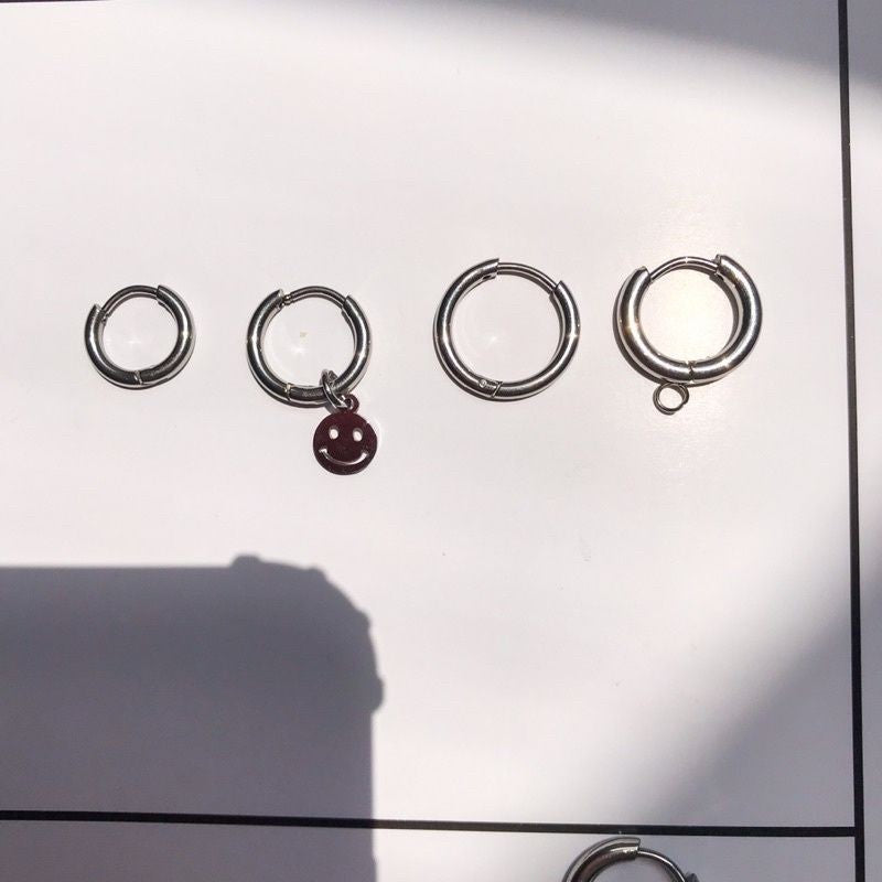 Thin Huggies 8mm/10mm/12mm with Hook Earrings - Stainless Steel