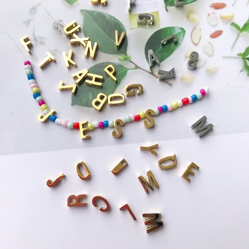 A - P Letter Charms Initial Alphabet 1 Pc  - Stainless Steel