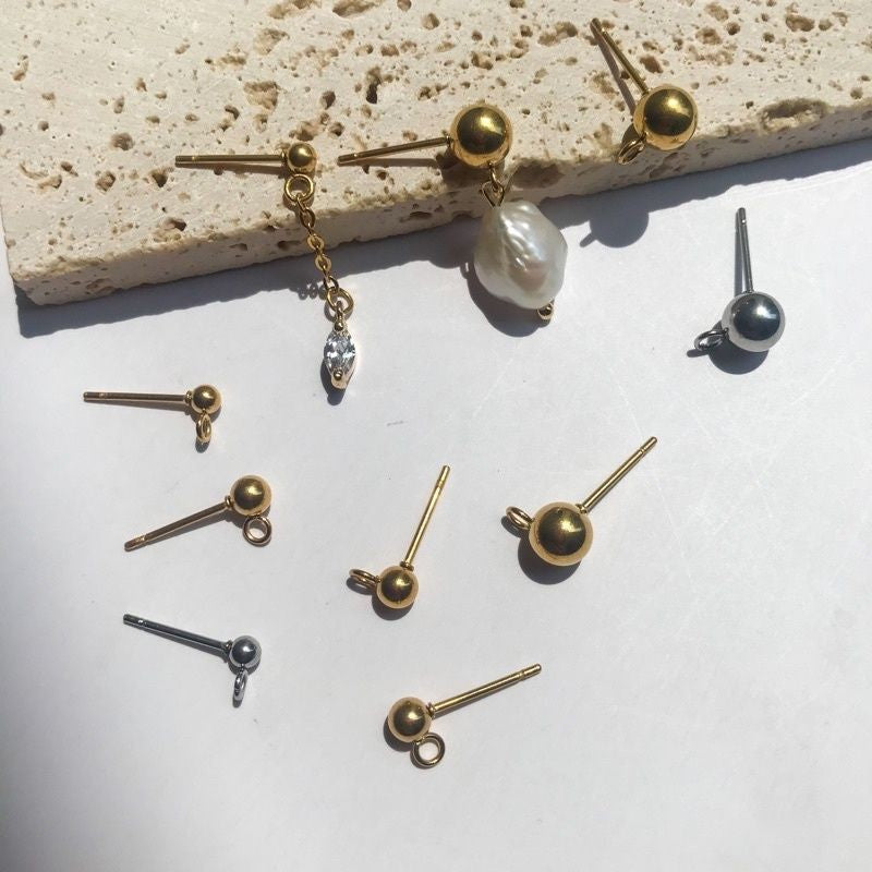Beads Earring Stud 1 pair - Stainless Steel