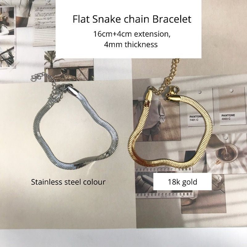 Snake Chain Bracelet/ Stainless Steel/ Rope Chain Bracelet - Stainless Steel