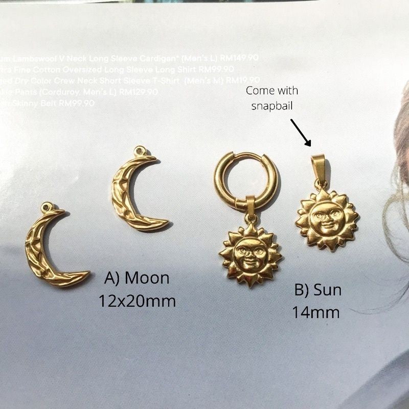 Moon Star Sun Pendant 1Pc - Stainless Steel