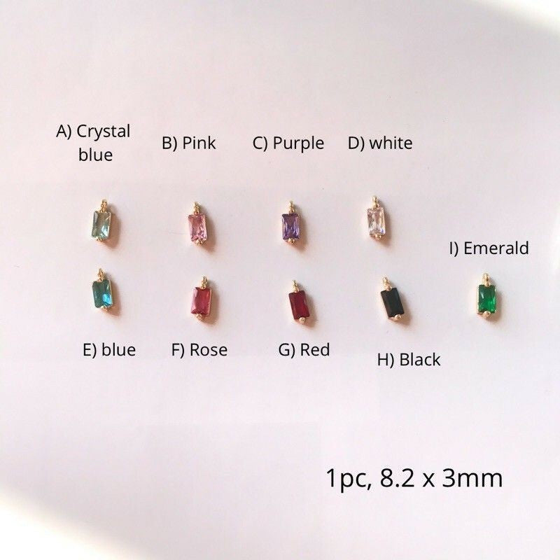 Rectangle Gemstones Pendant 1pc - 14KRolled Gold