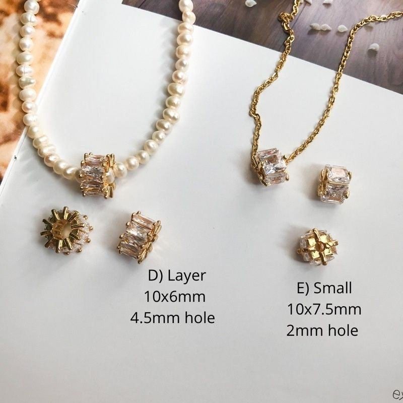 Round Sparkle Spacer Charms 1pc - 14K Rolled Gold