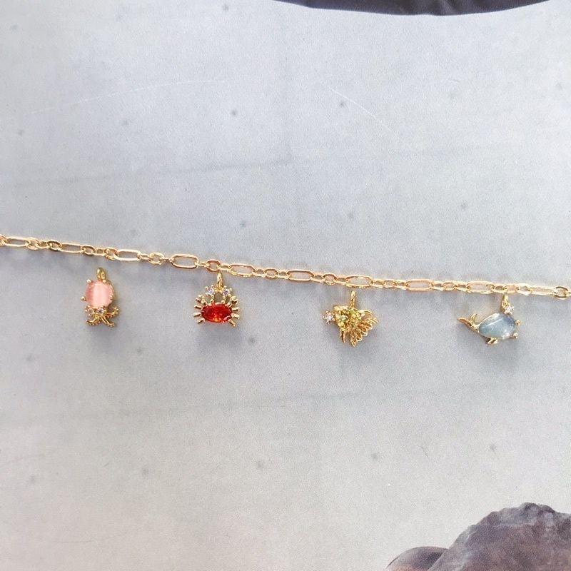 Mini Sea Creatures With Zirconia Stone 1 Pc -14K Rolled Gold