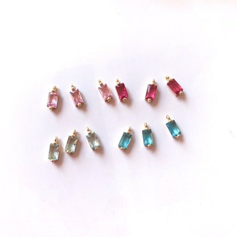 Rectangle Gemstones Pendant 1pc - 14KRolled Gold