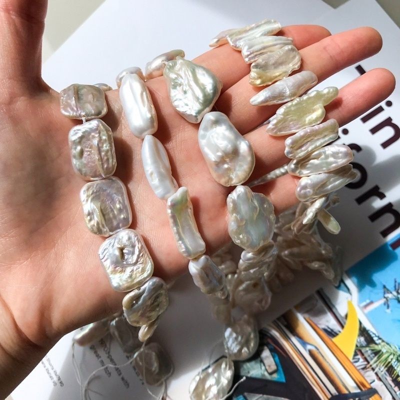 [1 strand] Freshwater pearls for diy/ Elongated pearls Teardrop pearl