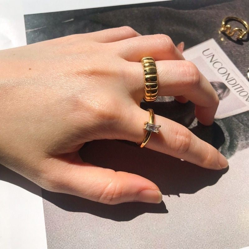 Stainless steel Zirconia rings 1pc - Wavelength/ Zebra/ Diamond/ Gear