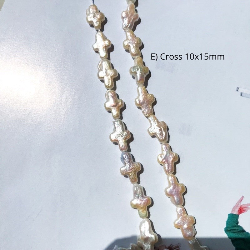 [1 strand] Freshwater Pearl for diy jewellery making/ Rounded coin pearl cross pearl Irregular pearls