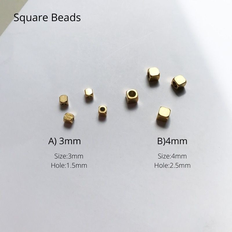 Square beads 10pcs spacer bead- Stainless steel